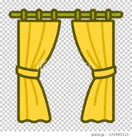黄色いカーテンのシンプルなイラスト 133493513
