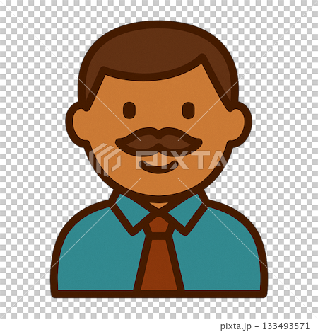 一幅簡單的插圖，描繪了一位繫著領帶的男士。 133493571