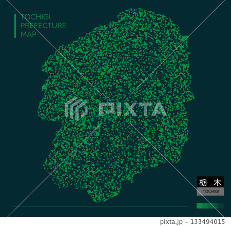 栃木県地図(Tochigi・緑ラフ点描・背景) 133494015