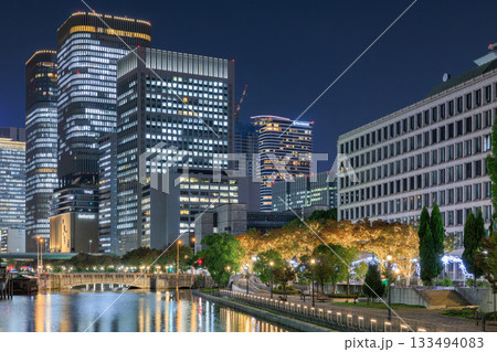 大阪の淀屋橋と中之島の夜景 (大阪府大阪市北区) 133494083
