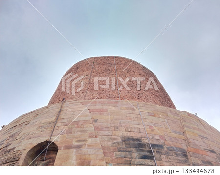 Dhamekh Stupa at Sarnath, Varanasi, India. stupa made by Indian ancient king Ashoka 133494678
