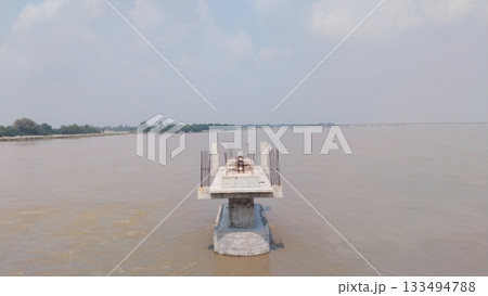 working  progress at high-speed railway construction site in india 133494788