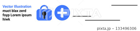 Blue lock icon representing security alongside a blue plus sign indicating medical aid. Ideal for cybersecurity, data protection, health services, online security, medical websites, insurance Blue lock icon representing security alongside a blue plus sign indicating medical aid. Ideal for cybersecurity, data protection, health services, online security, medical websites, insurance 133496306
