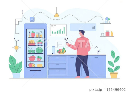 AIとセンサーが食材の鮮度や在庫を自動管理するスマートキッチン 133496402