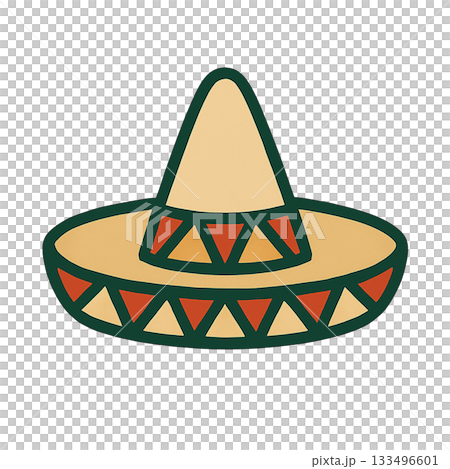 墨西哥寬邊帽的簡單插圖 133496601