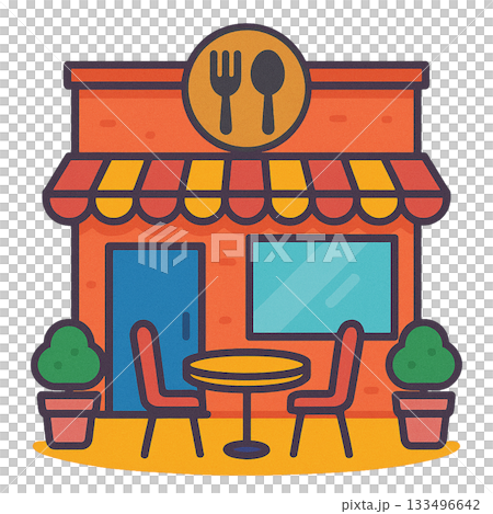 餐廳的簡單插圖 133496642