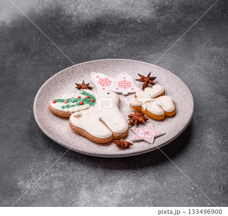 Christmas gingerbread as food background for winter holidays. Sweet christmas gingerbread Christmas gingerbread as food background for winter holidays. Sweet christmas gingerbread 133496900