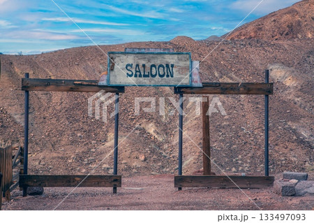 Old western ghost town scene in desert landscape Old western ghost town scene in desert landscape 133497093