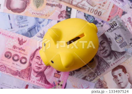 Thailand paper money, dinar banknotes as currency for exchange or travel. Thai money Thailand paper money, dinar banknotes as currency for exchange or travel. Thai money 133497524