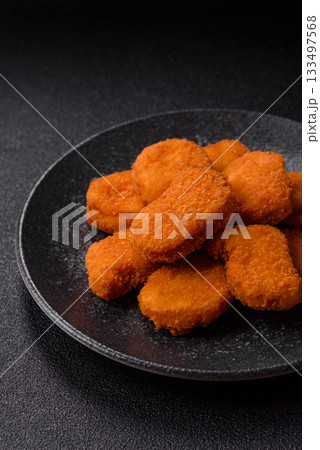 Chicken nugget with sauce, crispy nutritious fast food. Chicken nugget 133497568