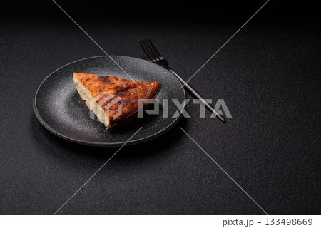 Cake, cheesecake sweet dessert, slice of delicious sweetness on a plate. Piece of cheesecake 133498669