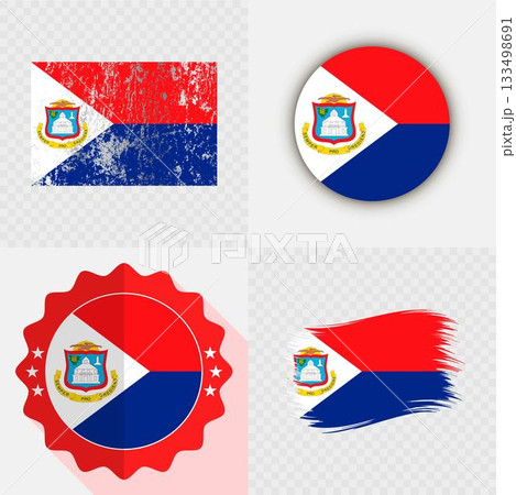 Sint Maarten National Flag Icon Collection. 133498691