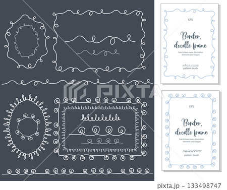 Wave hand drawn doodle frame border 133498747