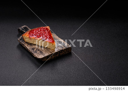 Cake, cheesecake sweet dessert, slice of delicious sweetness on a plate. Piece of cheesecake 133498914