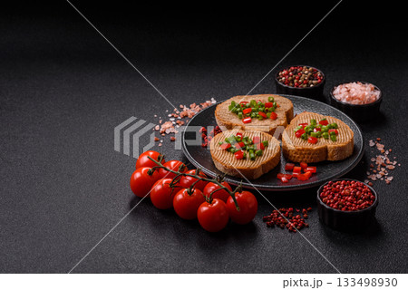 Vegan sandwiches with bread, mushroom or bean pate and vegetables. Vegetarian pate sandwiches 133498930