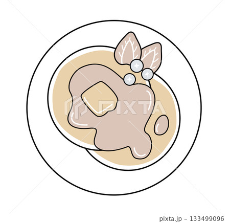 パンケーキ(皿付き)/俯瞰・ベクター・シンプルなホットケーキのイラスト パンケーキ(皿付き)/俯瞰・ベクター・シンプルなホットケーキのイラスト 133499096