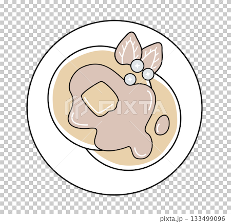 パンケーキ(皿付き)/俯瞰・ベクター・シンプルなホットケーキのイラスト パンケーキ(皿付き)/俯瞰・ベクター・シンプルなホットケーキのイラスト 133499096