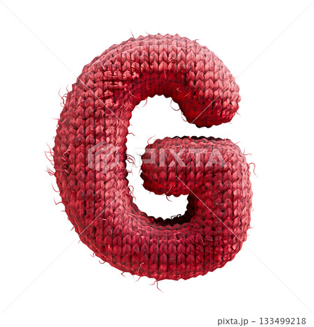 Red wool knitted font Letter G 3D Red wool knitted font Letter G 3D 133499218