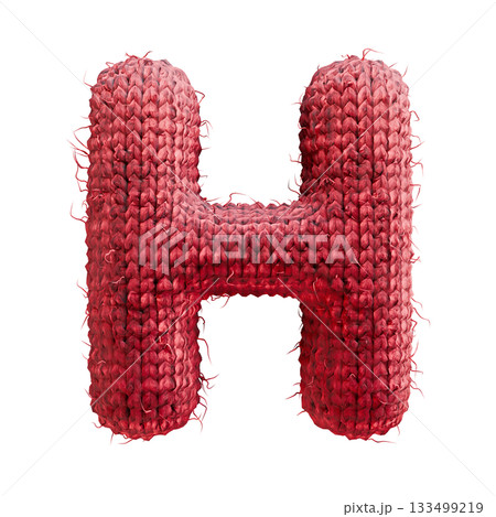 Red wool knitted font Letter H 3D 133499219