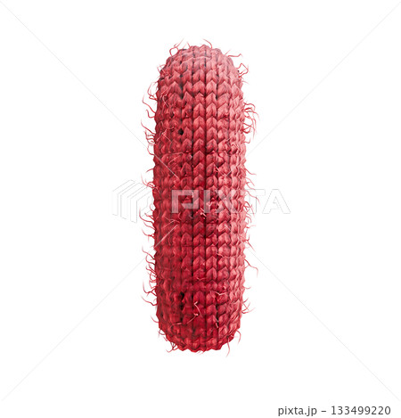 Red wool knitted font Letter I 3D 133499220