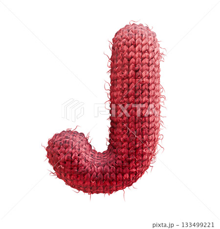 Red wool knitted font Letter J 3D 133499221