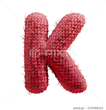 Red wool knitted font Letter K 3D 133499222