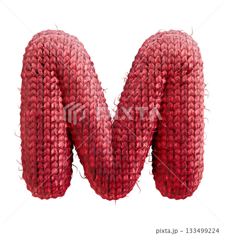 Red wool knitted font Letter M 3D 133499224