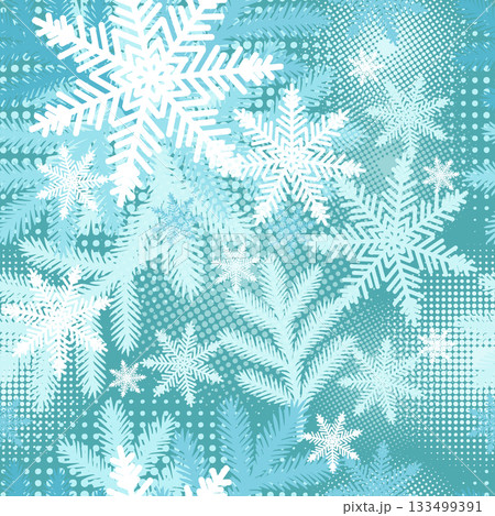 Seamless Snowflake Pattern . Not AI, vector illustration. 133499391