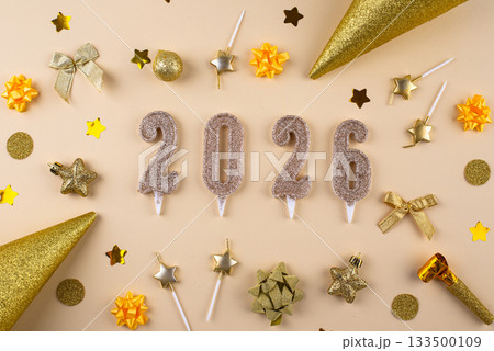 New year background with golden decoration New year background with golden decoration 133500109