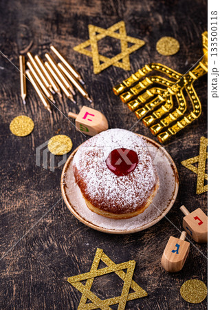 Traditional Jewish holiday Hanukkah background 133500118