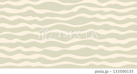 Wavy stripes pattern background with beige and sage lines with soft flowing curves. Wavy stripes pattern in soft retro colors. Great for wallpaper fabric packaging Wavy stripes pattern background with beige and sage lines with soft flowing curves. Wavy stripes pattern in soft retro colors. Great for wallpaper fabric packaging 133500135