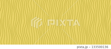 Wavy stripes pattern with hand drawn pencil like lines in muted yellow tones. Wavy groovy line background with soft textured flow. Great for fabric wrapping paper and branding 133500136