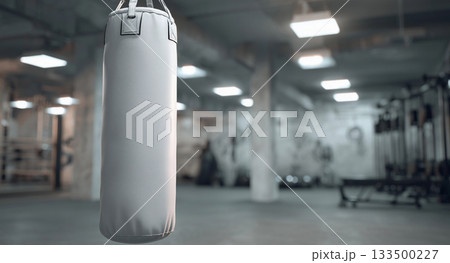 Blank white hanging punching bag mockup, ai generated Blank white hanging punching bag mockup, ai generated 133500227