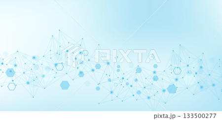 Molecular structure and genetic engineering, atom, neural network, neurons, DNA molecule. Scientific research concept for healthcare, medical, technology, chemistry, science template presentation 133500277