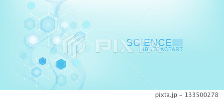 Health care or medical abstract background with hexagons, lines and dots. Scientific innovation banner template concept. Biology and pharmaceutical technology background. illustration. Health care or medical abstract background with hexagons, lines and dots. Scientific innovation banner template concept. Biology and pharmaceutical technology background. illustration. 133500278