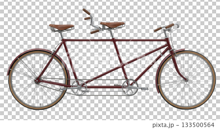 This vintage tandem bicycle features a unique two seater design with a rich burgundy frame and stylish leather seats. Perfect for leisurely rides and adventures with a friend. This vintage tandem bicycle features a unique two seater design with a rich burgundy frame and stylish leather seats. Perfect for leisurely rides and adventures with a friend. 133500564