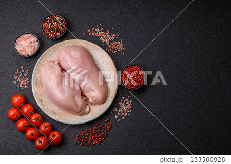 Raw chicken or turkey breast, skinless and boneless. Chicken breast 133500926