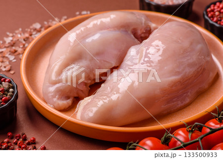 Raw chicken or turkey breast, skinless and boneless. Chicken breast Raw chicken or turkey breast, skinless and boneless. Chicken breast 133500933