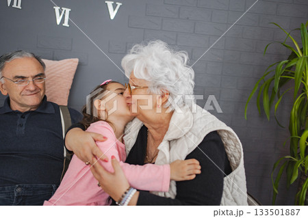 Sweet moment of grandma and granddaughter at home Sweet moment of grandma and granddaughter at home 133501887