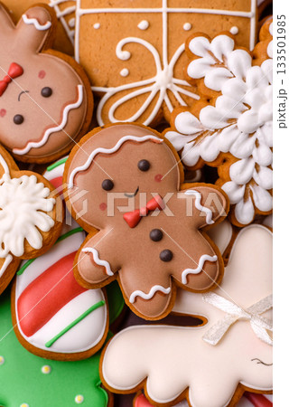 Christmas gingerbread, cookies, or baked goods for the winter holidays. Christmas gingerbread 133501985