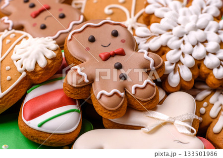 Christmas gingerbread, cookies, or baked goods for the winter holidays. Christmas gingerbread 133501986