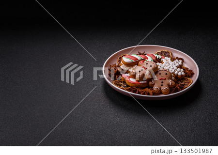 Christmas gingerbread, cookies, or baked goods for the winter holidays. Christmas gingerbread 133501987