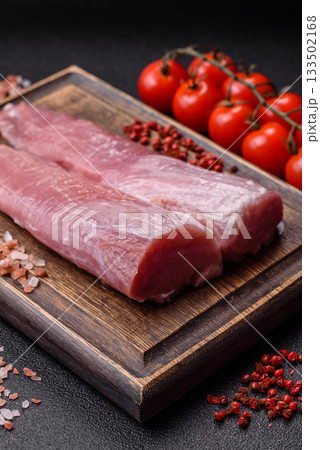 Raw pork tenderloin, fresh meat, a source of protein, and an ingredient for a meal. Pork tenderloin 133502168