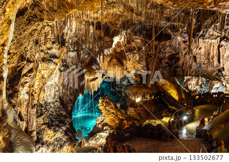 Mira de Aire Caves, Grutas de Mira de Aire at Leiria, Portugal. A set of limestone caves in Porto de Mos 133502677