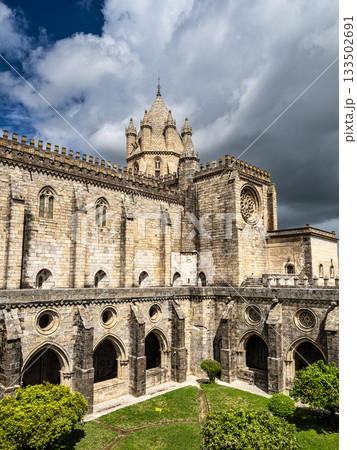 Massive Roman catholic church or Cathedral of Evora in Portugal known as Se de Evora 133502691