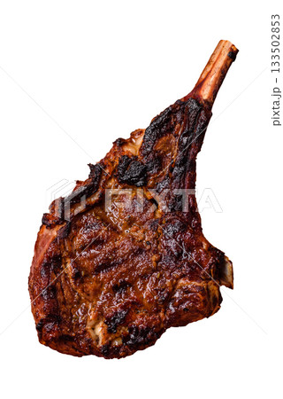 Grilled bone-in meat, beef tomahawk steak, juicy barbecued meat. Tomahawk steak 133502853