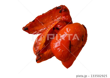 Grilled red bell peppers, vegetarian food. Red bell peppers 133502925