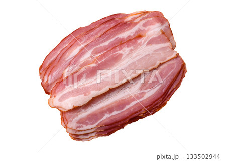 Meat, raw pork bacon sliced, organic food, protein for snacks. Raw bacon as a background 133502944