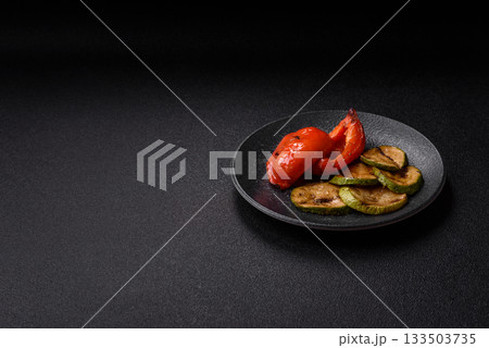 Grilled red bell peppers, vegetarian food. Red bell peppers 133503735