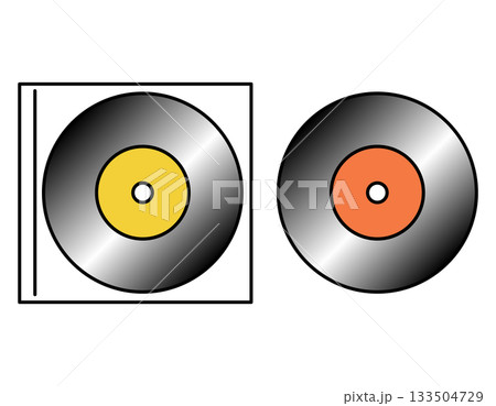 シンプルなCD・ディスク・レコードのアイコン素材　カットイラスト 133504729